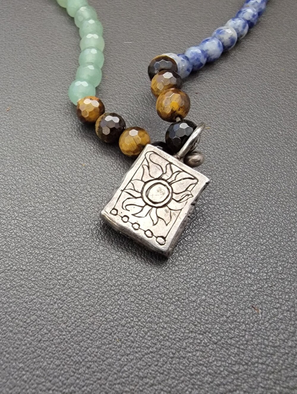 Jes Maharry Sterling Silver Spiritual Icon Pendant Rainbow Gemstone Necklace - Picture 3 of 6